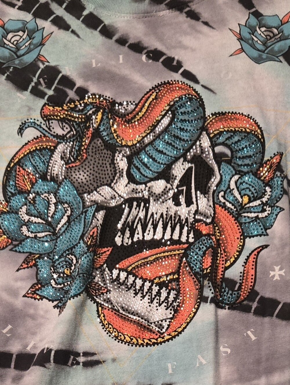 Affliction Men's Short Sleeve Tee - Teal, Orange, Black